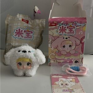 Nommi baby Cute White Plush Toy with Pink and Blue Accessories